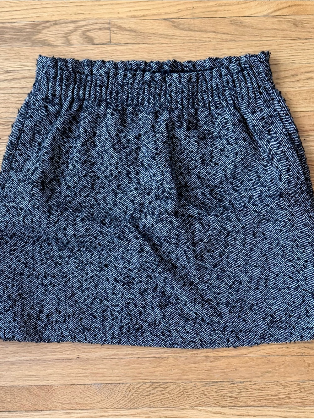 J. Crew Factory Black & Gray Herringbone Knit Mini Skirt
